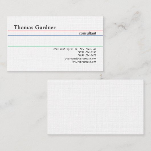 Linen Minimalist Plain Creative Modern Visitekaartje (Voorkant / Achterkant)