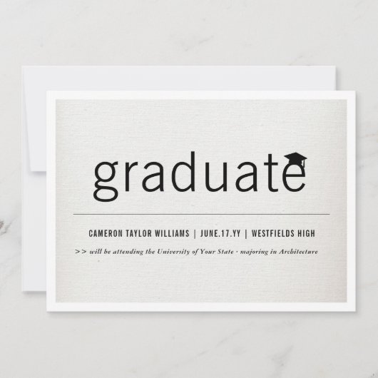  Linen Minimalistisch Afstuderen Afstuderen van de Aankondiging (Voorkant)