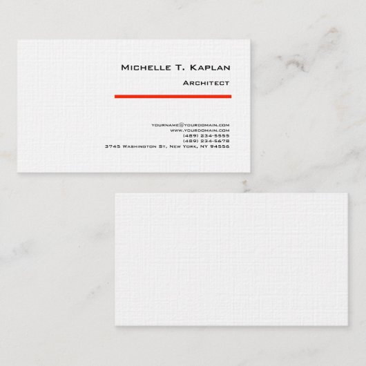 Linen minimalistisch eenvoudig platte architect ro visitekaartje (Voorkant / Achterkant)
