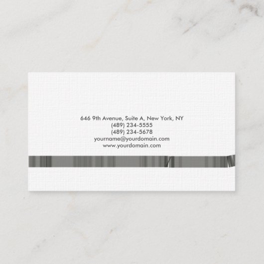 Linen minimalistisch grijs wit visitekaartje (Achterkant)