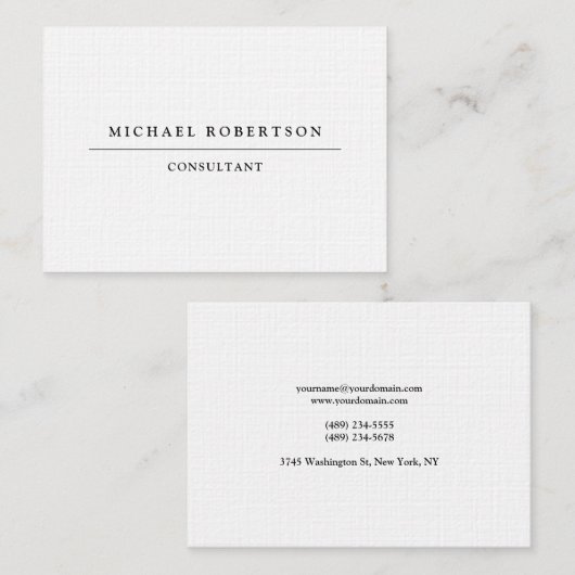 Linen minimalistisch uniek zwart wit visitekaartje (Voorkant / Achterkant)