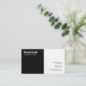 Linen minimalistisch zwart zwart wit moderne stand visitekaartje (Staand voorkant)