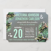 Linen Mint Succulent Your Photo Wedding Kaart (Voorkant)