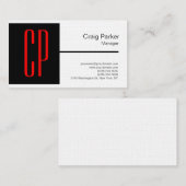 Linen Modern Black White Monogram Professional Visitekaartje (Voorkant / Achterkant)