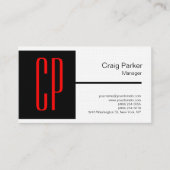 Linen Modern Black White Monogram Professional Visitekaartje (Voorkant)