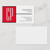 Linen Modern Black White Monogram Professional Visitekaartje (Voorkant / Achterkant)