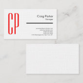 Linen Modern Black White Monogram Professional Visitekaartje (Voorkant / Achterkant)