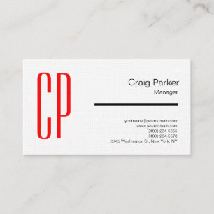 Linen Modern Black White Monogram Professional Visitekaartje