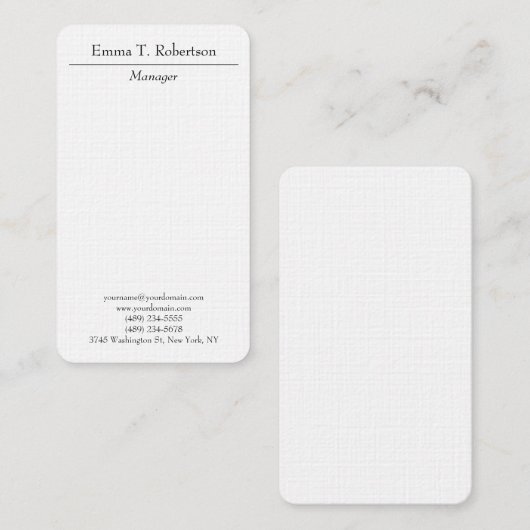 Linen modern, eenvoudig zwart wit met minimale min visitekaartje (Voorkant / Achterkant)