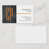 Linen Modern Gray White Monogram Professional Visitekaartje (Voorkant / Achterkant)