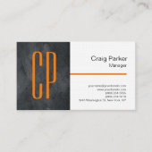 Linen Modern Gray White Monogram Professional Visitekaartje (Voorkant)