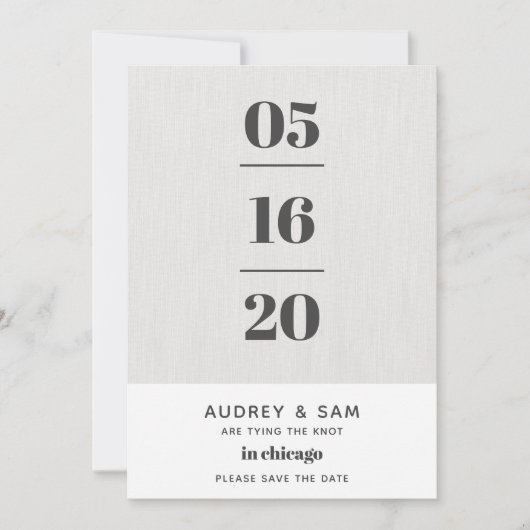 Linen Modern Minimal sparen de Datum Save The Date (Voorkant)