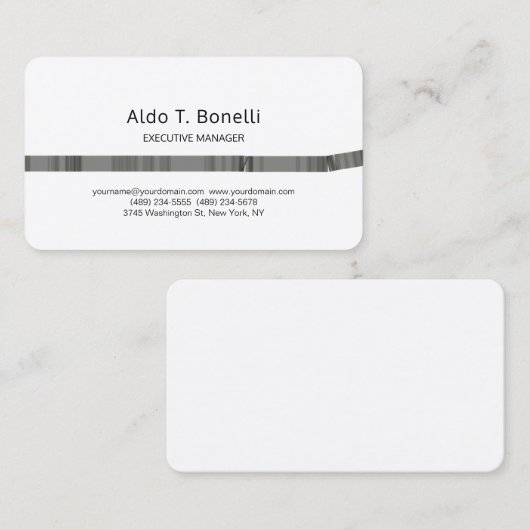 Linen Modern Minimalist Plain Grey White Visitekaartje (Voorkant / Achterkant)