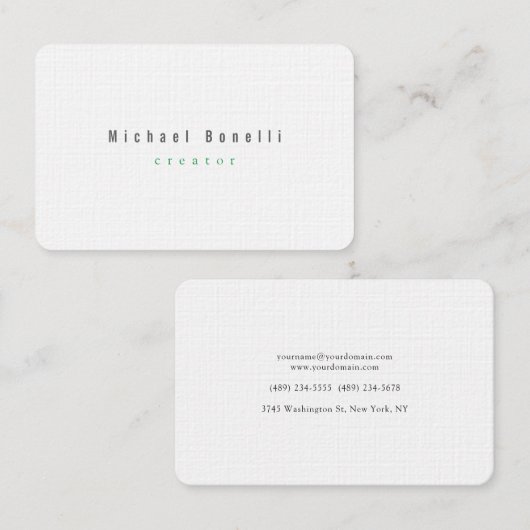 Linen Modern minimalist Professional Elegant Visitekaartje (Voorkant / Achterkant)