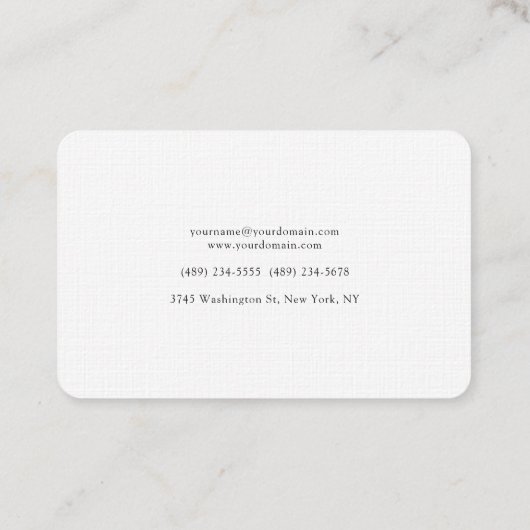 Linen Modern minimalist Professional Elegant Visitekaartje (Achterkant)