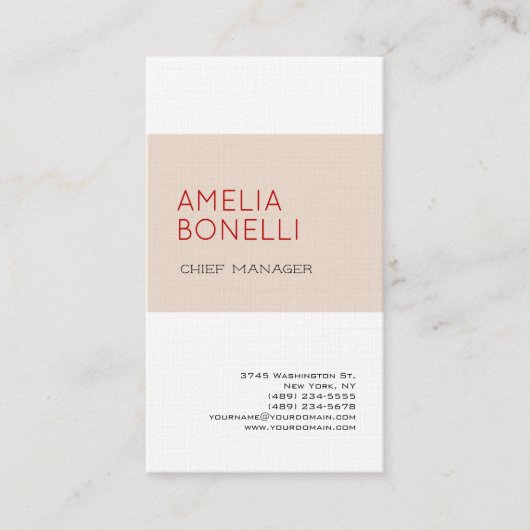 Linen Modern Minimalist Professional Plain Visitekaartje (Voorkant)