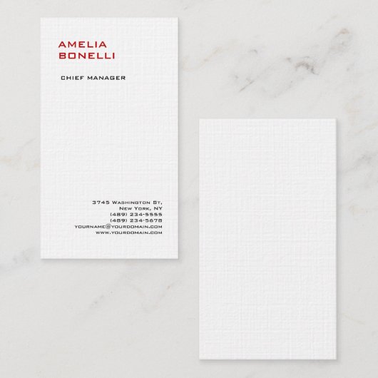 Linen Modern Minimalist Professional Plain Visitekaartje (Voorkant / Achterkant)