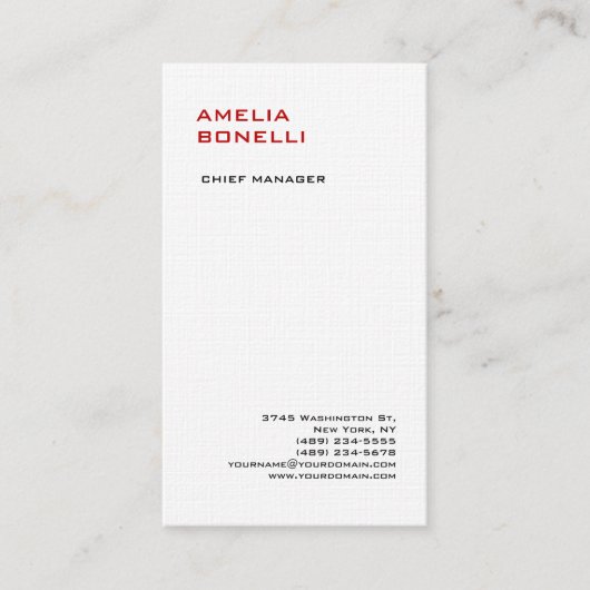 Linen Modern Minimalist Professional Plain Visitekaartje (Voorkant)