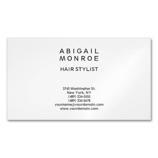 Linen Modern Minimalist Professional Plain White Magnetisch Visitekaartje (Voorkant)