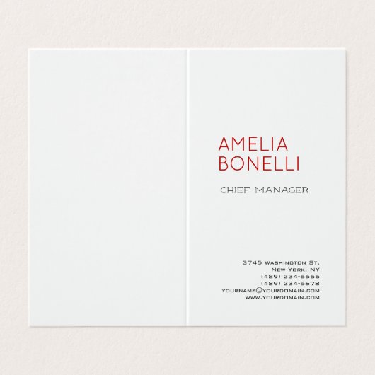 Linen Modern Minimalist Professional Plain White Visitekaartje (Buitenkant ongevouwen)