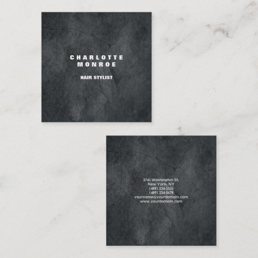 Linen Modern minimalistische professionele grijze  Vierkante Visitekaartje (Voorkant / Achterkant)