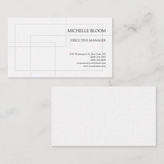 Linen Modern Plain Eenvoudige Minimalistische Rech Visitekaartje (Voorkant / Achterkant)