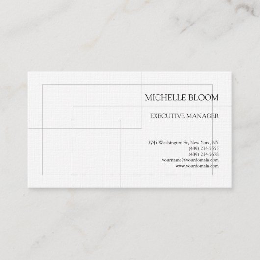 Linen Modern Plain Eenvoudige Minimalistische Rech Visitekaartje (Voorkant)
