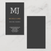 Linen Modern Plain Monogram Gray Personal Trainer Visitekaartje (Voorkant / Achterkant)