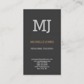 Linen Modern Plain Monogram Gray Personal Trainer Visitekaartje (Voorkant)