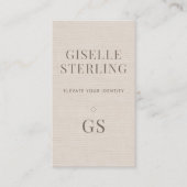 Linen Monogram Modern Elegant Minimalist  Visitekaartje (Voorkant)