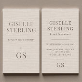 Linen Monogram Modern Elegant Minimalist  Visitekaartje