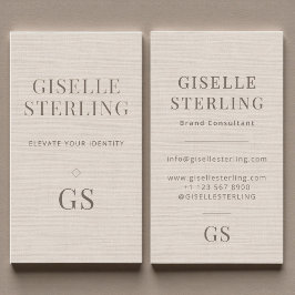 Linen Monogram Modern Elegant Minimalist  Visitekaartje
