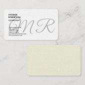Linen Monogram Plain Trendy minimalist Modern Visitekaartje (Voorkant / Achterkant)