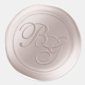 Linen Off-White Script Monogram Wax Seal Stickers (Voorkant)