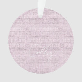 Linen Pastel Pink Baby Girl Name Birthdate Sweet Ornament