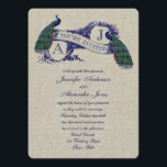 Linen Peacock Rustic Wedding Invitation Kaart<br><div class="desc">Nodig je gasten uit voor je bruiloft met deze mooie pauw Rustic Wedding Invitations. Deze prachtige huwelijksuitnodigingen zijn perfect voor een vreedzame bruiloft. Dit unieke ontwerp met twee prachtige pacocks op banner en tekst in een donkerblauw lettertype, allemaal op een achtergrond met een platte achtergrond met foto-effect op het boekje,...</div>
