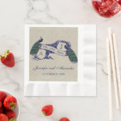 Linen Peacock Rustic Wedding Paper Napkins Servetten (Insitu)