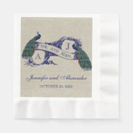 Linen Peacock Rustic Wedding Paper Napkins Servetten