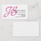 Linen Pink Monogram White Modern Feminine Visitekaartje (Voorkant / Achterkant)