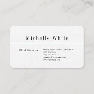 Linen Plain Elegant White Professional Modern Visitekaartje