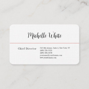 Linen Plain Elegant White Professional Modern Visitekaartje