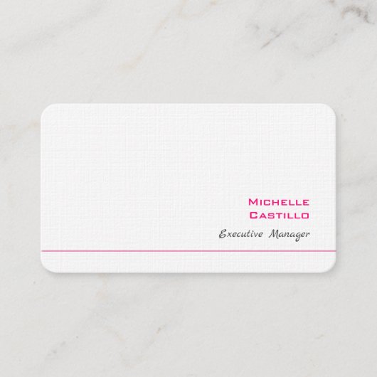 Linen Plain Feminine Minimalist Pink White Visitekaartje (Voorkant)