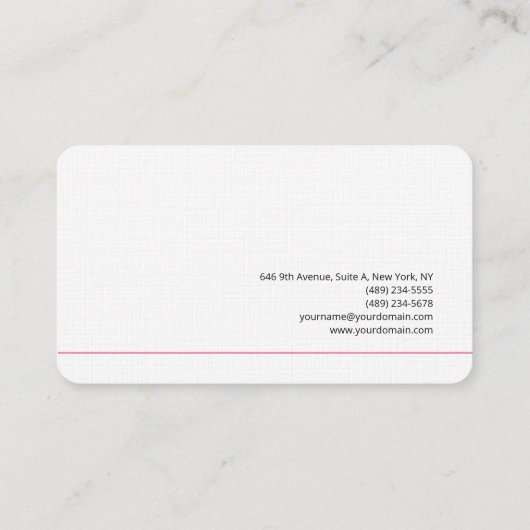 Linen Plain Feminine Minimalist Pink White Visitekaartje (Achterkant)