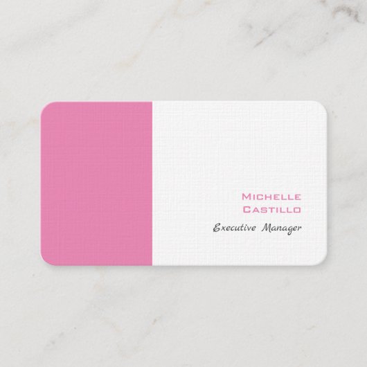 Linen Plain Feminine Minimalist Pink White Visitekaartje (Voorkant)