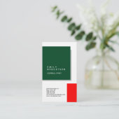 Linen Plain Green Red White Modern minimalist Visitekaartje (Staand voorkant)