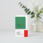 Linen Plain Green Red White Modern minimalist Visitekaartje (Staand voorkant)