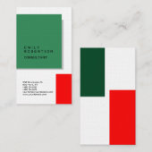 Linen Plain Green Red White Modern minimalist Visitekaartje (Voorkant / Achterkant)