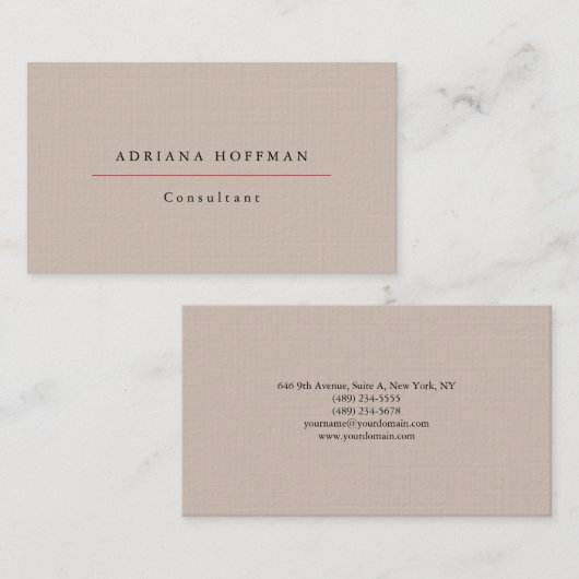Linen Plain Professional minimalistisch Visitekaartje (Voorkant / Achterkant)
