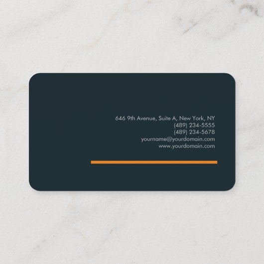 Linen Plain Simple Oranje Blue Grey Minimalist Visitekaartje (Achterkant)