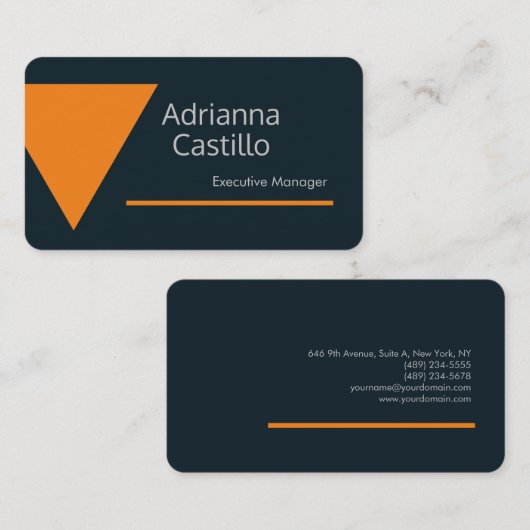 Linen Plain Simple Oranje Blue Grey Minimalist Visitekaartje (Voorkant / Achterkant)